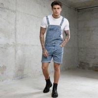 Men Jeans Overalls Jumpsuits Mid Waist Rompers One Piece Jumpsuits Knee Length Denim Casual Solid Washing Pockets Summer 2026
