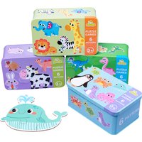 Montessori Baby Puzzle Educational Toys for Children 2 to 4 Age Toddler 3D Wooden Jigsaw Puzzles Kids Iron Box Puzzle Games Toys