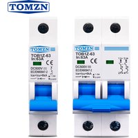 TOMZN 1P 2P DC MCB 6KA 500V Mini Circuit Breaker 3A 6A 10A 16A 20A 25A 32A 40A 50A 63A Y Connection