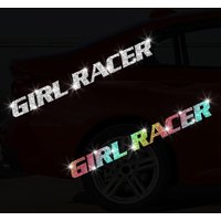 1PC Imitation Diamond Glitter GIRL RACER Motorcycle Sticker Waterproof for Helmet Scooter Fuel Tank Side Panels Vinyl Decal