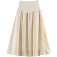 Elegant Knitted Patchwork High Waist Midi Skirt Comfortable Casual Polyester Blend Breezy Summer Commute Style for Young Women