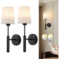 Wiring-Free Rechargeable Battery-Powered Wall Light Set of 2 with Remote Control, Wireless Dimmable 5000Mah Battery-Powered Led Wall Light, Picture Light, Mirror Light, Cordless Wall Light Fixture for