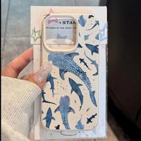 Blue Watercolor Shark Ocean Pattern Phone Case For iPhone 16 Pro Max 15 14 13 12 11 XS X XR 16e Plus Anti-Drop Protective Cover