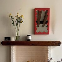Rectangular Solid Wood Mirror Home Bedroom Decorative Mirror Creative Simple Toilet Mirror Nordic Home Bathroom Decoration