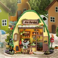 DIY Miniature Dollhouse Kit Avocado Garden 3D Wooden Puzzle with Furniture Handmade Craft Model Building Set for Birthday Gift