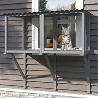 dk-Cat Catio Pet Cage Rectangle Stainless Steel Window Perch Large Indoor Cats Sunbathing Napping Overlooking Hammock Safely#