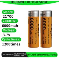 Batterie au lithium rechargeable Kuugro Ku-6000 21700 6000mAh 3.7V, décharge 18A, batteries haute puissance pour appareils à forte consommation