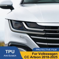 Car Headlight Protective Film For Volkswagen CC Arteon 2018-2025 TPU PPF Smoke Black Pre Cut Anti-Scratch High-Gloss Vinyl Film