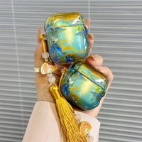 Chinese Style Crane Landscape Painting Tassel Pendant Clear Silicone Earphone Case for AirPods 4 1/2 Pro/Pro 2 Pro 3 Soft Cover