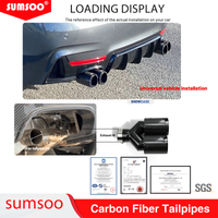 genuine sumsoo Double-out Muffler Tip black Stainless Universal Carbon Fiber Exhaust Tips End Pipes for BMW Series