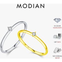 MODIAN Exquisite D Color Round Moissanite Finger Rings 925 Sterling Silver Classic Twinkling Wedding Jewelry For Women Gifts