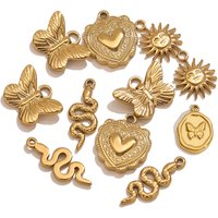 5pcs Stainless Steel Butterfly Snake Sun Heart Charms Jewelry Making Accessories DIY Women Earrings Necklace Jewelry Making Base
