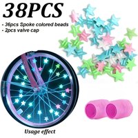 38Pcs Glow-in-the-Dark Spoke Beads & Valve Caps Set, Luminous Star Wheel Decor, Essential Safety Accessory for Night Riding