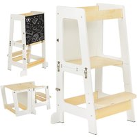 Toddler Learning Tower Kids Step Stool amp Mini Desk with Safety Rail, Toddler Steps Stool with Black amp Whiteboard for Kitche