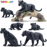 7Pcs Simulation Black Cheetah Figures, Wildlife Animal Model Toys for Kids Children Gift Set, Mini Collectible Figurines