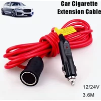 3.6M 10A Car Cigarette Lighter Extension Cord 12V 24V Car Charger Cigar Lighter Plug Cable Female Socket Adapter Accessories