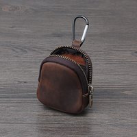 WERLLANDS PU Leather Carabiner Multi-Color Retro Mini Coin Purse Keychain Wallet
