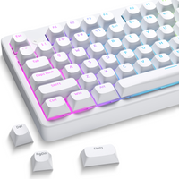 XVX Horizon Line Pudding Keycaps White Keycaps for Mechanical Keyboard Shine Through PBT Key Cap Set 117 Keys