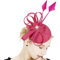 Hot Pink Fascinators Headwear Imitation Sinamay Silk Flowers Bridal Event Occasion Hat Kentucky Derby Church Wedding Party Race