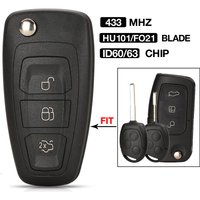 jingyuqin 3BTN 433Mhz 4D60 ID63 Chip Upgrade Folding Remote Key Fob For Ford Focus Mk1 Mondeo Transit Connect FO21/HU101 Blade