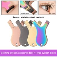Z. Reuseable Stainless Steel Eyelash Brush Clean Comb Y Shape Grafted Eyelashes Brushes Lifting Curler Eye Lash Extension Tool