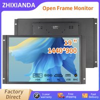 Zhixianda 19 Inch Open Frame Monitor Widescreen 1440x900 Capacitive Resistive Touch Industrial Lcd Display For Equipment