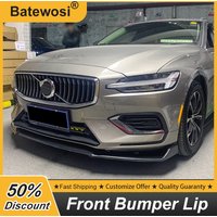 For Volvo S60 V60 2020 21 22 23 24 25 Front Bumper Lip Chin Splitter Lower Diffuser Matt Black Carbon Color 3Pcs/Set Accessories