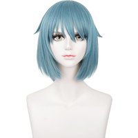 Anime Short Teal Cosplay Wig for Girls Women Fluffy Synthetic Hair for Adults Cosplay Halloween