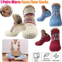 Men Women Winter Indoor Home Slippers Socks Non Slip Bedroom Sleeping Sock Thickened Thermal Slipper Socks Soft for Christmas