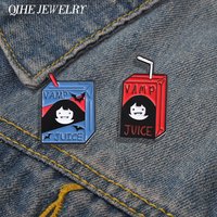 Cartoon Vamp Bat Juice Drink Box Enamel Pin Custom Adventure Animation Brooch Lapel Backpack Badge Punk Jewelry Gifts Accessory