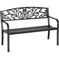 2 Seater Metal Garden Park Bench Porch Outdoor Furniture Patio Chair Seat Black | UK