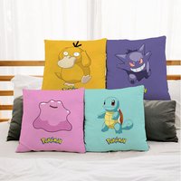 Anime Pokemon Pillow Covers Cartoon Sofa Decorative Home Double-sided Printing Short Plush Cute Cushion Cover