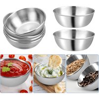 6Pcs Silver Stainless Steel Sauce Dish Appetizer Serving Tray Sauce Dishes Spice Plates Kitchen Supplies Plates Spice Dish Plate