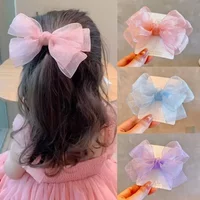 New Mesh Gauze Bow Hairpins Baby Headwear Back Head Hair Clip Fairy Princess Girl Bowknot Top Clips Sweet Kids Barrettes Headdre