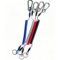 Wire Spring Rope Keychain,Fishing Lanyard Heavy Duty Retractable Coiled Tether with Carabiner for Pliers, Boating, Tools