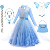 Halloween Girls Elsa Dress With Floor Length Cloak Child Long Sleeve Print Princess Frocks Kids Carnival Party Elegant Gown