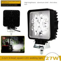 Phare Led carré lumineux pour chariot élévateur, 9 perles, 12-60V, rond, Anti-Vibration, projecteur modifié, lampe de travail étanche de 4 pouces