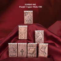 ZORRO 902 Purple Copper Handmade Exquisite 3D Relief Windproof Kerosine Lighter High end Gifts Lighter for Boyfriend