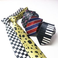 5cm Narrow Printed Checkered Black Neckties Women Men Brown White Plaid Ties Girls Casual Neckwear Skinny Tie Suit Slim Gravata