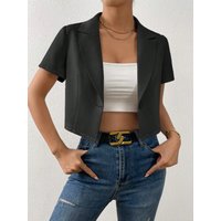 Elegant casual minimalist women's short-sleeved blazer