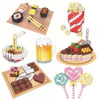 MOC Building Block Popcorn Beer Noodle Model Micro Particle Diamond Brick DIY Fun Puzzle Assembly Children Toys Holiday Gifts