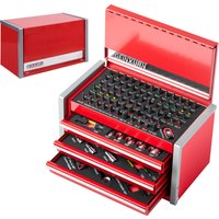 Geinxurn 106-teiliges Werkzeugset (Rot/Schwarz), Robuste rote Werkzeugkiste mit 4 Schubladen, Professionelle Steckschlüssel für Autoreparatur, Hauswartung