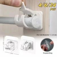 4/6/24PCS Adjustable Curtain Rod Clip Self Adhesive Clamp Hook Curtain Holder Wall Bracket Holder Nail-Free Wall Hanging Clip