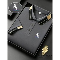 Men's Luxury Short Sleeve Polo Shirt with Horse Embroidery Milan Style Summer Casual T Shirt Men Business Brand Clothing