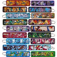 1PCS Cute Game Monsters Key Fobs Holder Keychain for Motorcycles Embroidery Key Tag Key Ring Women Men Key Holder Accessories