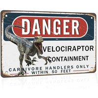 (2D Tin painting)Dazouxu Tin Sign Danger Velociraptor Containment Metal , ASpictureSHOW-hai16-aluminum