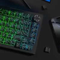 RGB Backlit Keycaps Cherry Profile Black Topographic 4.0 Side-lit Double Shot PBT Keycaps for Cherry MX Switches Gaming Keyboard