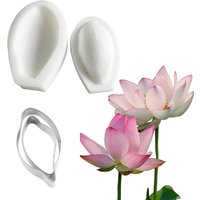 4PCS Large Lotus Flower Veiners &Cutter Silicone Fondant Mold Chocolate Sugar Paper PolymerClay Decoration Confectionery Moulds