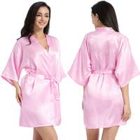 Solid Robe Satin-Silk Bathrobe for Bride Short Bridal Robe Women's Bridesmaid Gift for Wedding Party Team Sister Mother Shower