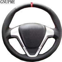 DIY Hand-Stitched Black Artificial Leather Car Steering Wheel Cover for Ford Fiesta 2008-2016 2017 Ecosport 2014- 2015 2016 2017
